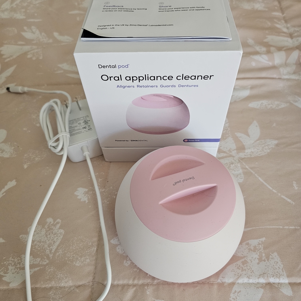 Pink and White Oral Appliance Cleaner